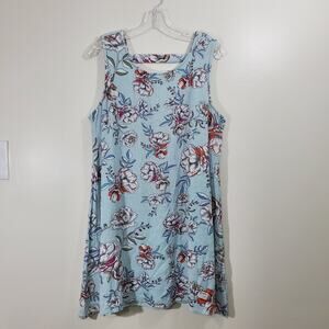 Maurices Womens Blue Floral Sleeveless Cut-Out Back Tunic Medium